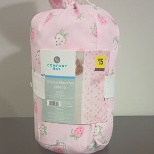 Comfort Bay Pink Strawberry Queen Bedding Set